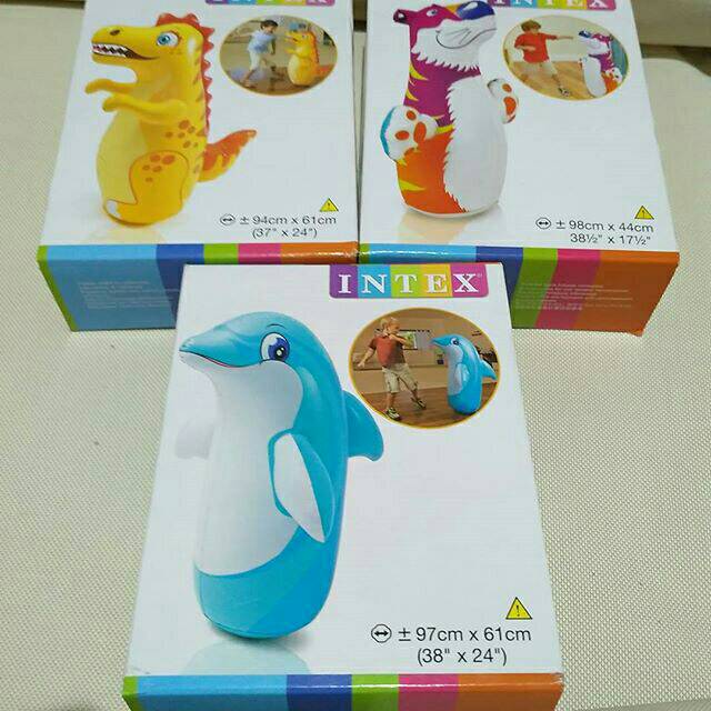 Balon tinju anak | bop bag intex | boneka pukul karakter macan dolphin naga | bob bags dragon dino