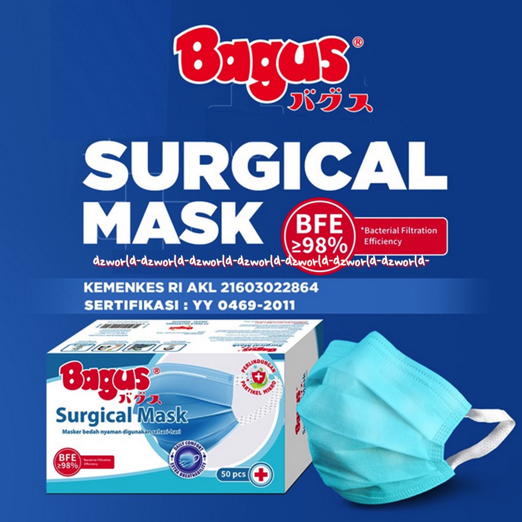 Bagus Surgical Mask Masker Medis Bedah Tali Besar 50Pcs