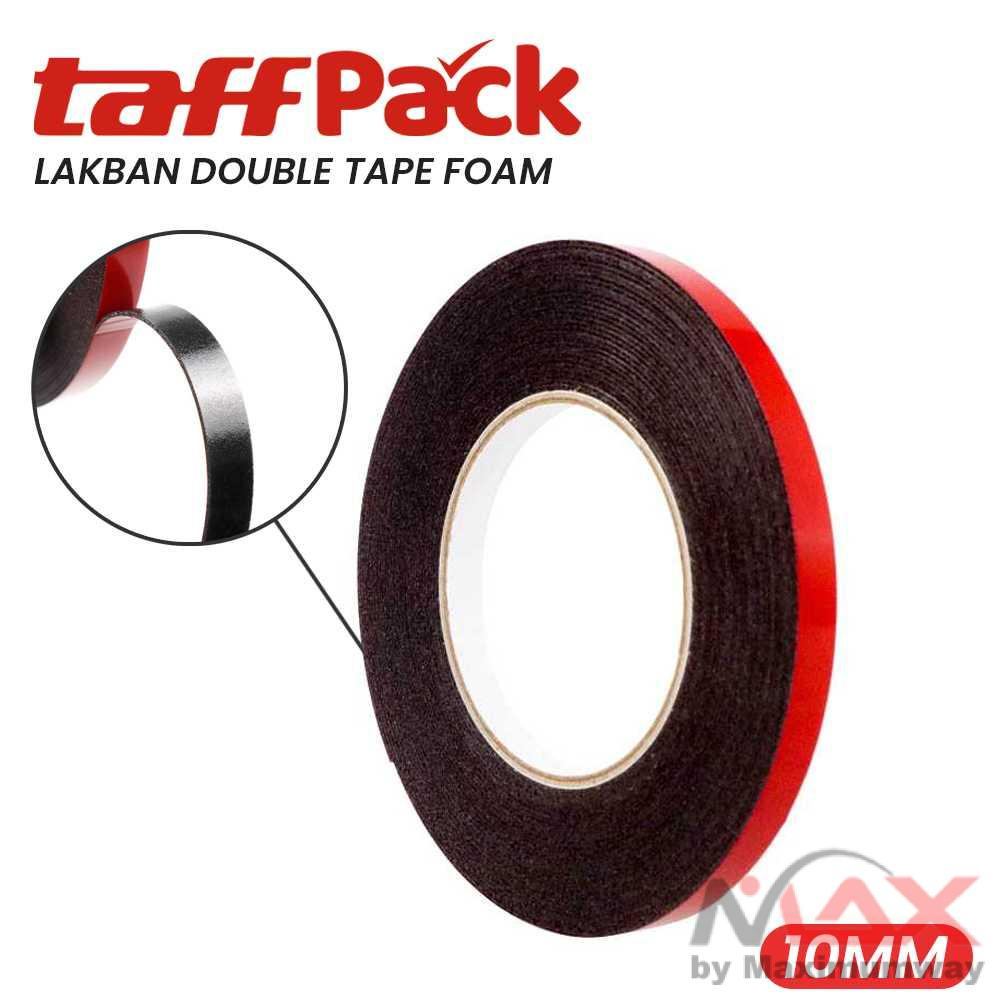 Double Tape tebal dengan Foam di tengah panjang 10 meter merekat kuat antar barang perekat lakban kuat TaffPACK Lakban Double Tape Foam