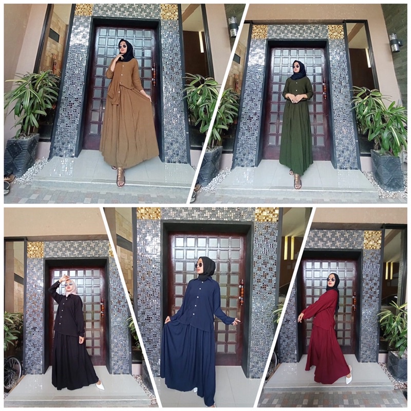 setelan tunik rok