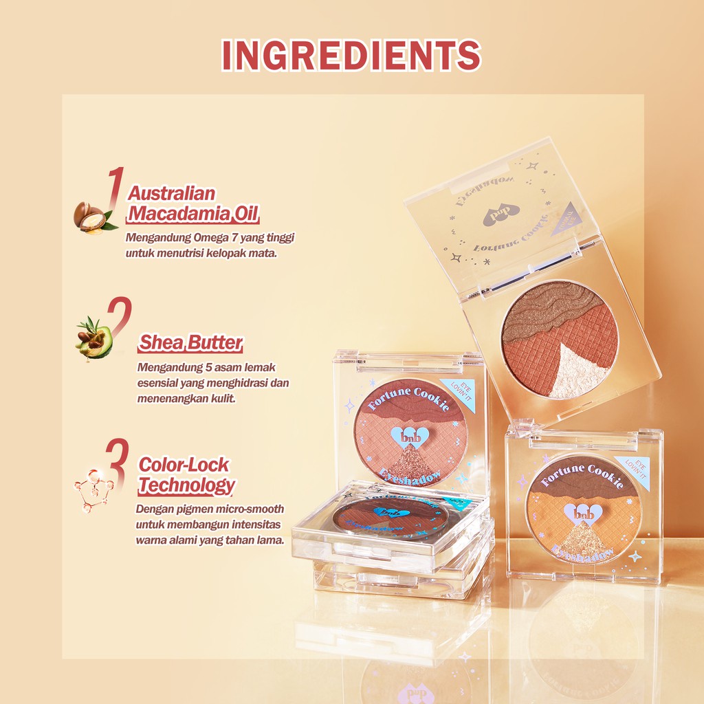 BNB barenbliss Fortune Cookie Eyeshadow Kosmetik Korea Eyes Pallete Make Up Natural Pigmented Tahan Lama