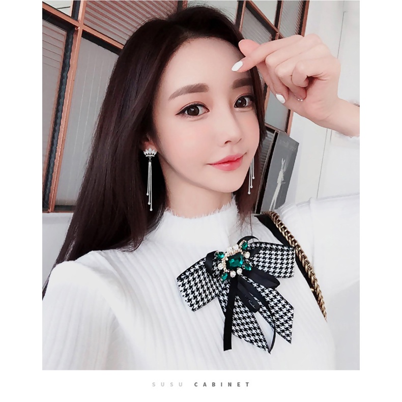 Penuh diamond Super fairy crown earrings online influencer earbud Korea Panjang Rumbai baru khusus k