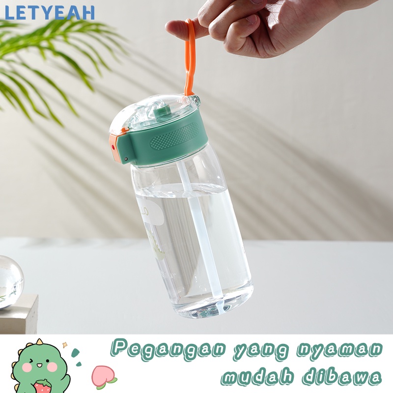 letyeah 500ml Botol minum anak anti tumpah karakter lucu/botol air minum sedotan portable/BPA free