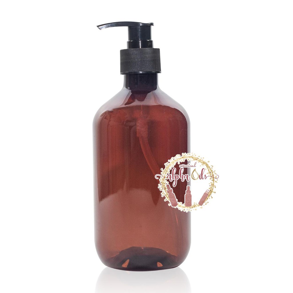 Botol Pump Plastik Tebal Coklat Amber 500ml Tutup Hitam IMPORT