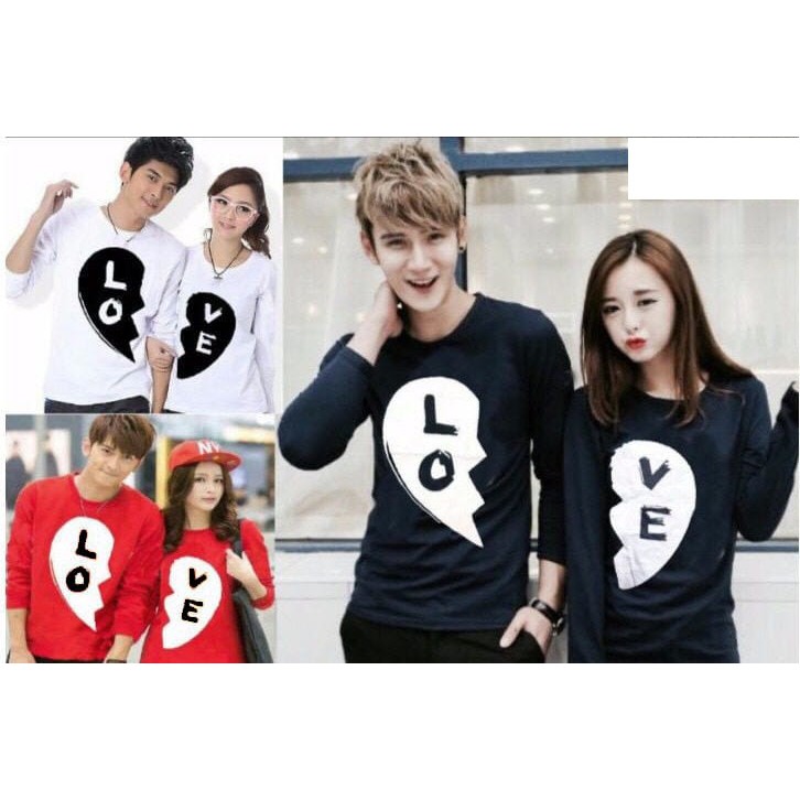 PROMO  Kaos Couple Black LOVE Lengan Panjang / Baju Couple