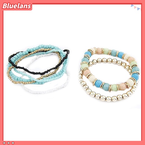 Gelang Bangle Multilayer Bahan Akrilik Aksen Manik-Manik Gaya Bohemia Untuk Wanita