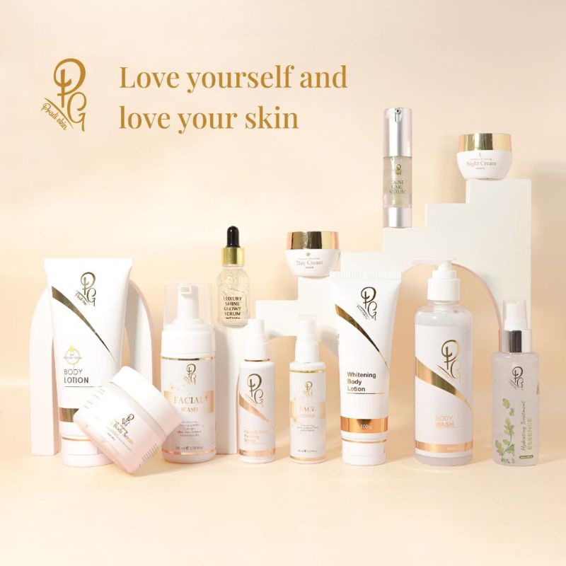 Paket Lengkap Paket Wajah + serum +Essence & Paket Pemutih badan Pradiskin glow Original BPOM