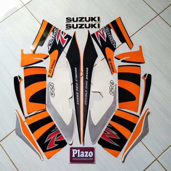 Striping Stiker Suzuki Satria 120 R 2002 Orange-hitam