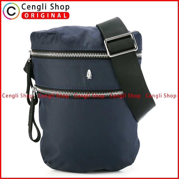 TAS SELEMPANG PRIA HUSH PUPPIES SLING BAG ORIGINAL BIRU NAVY BLUE HM105