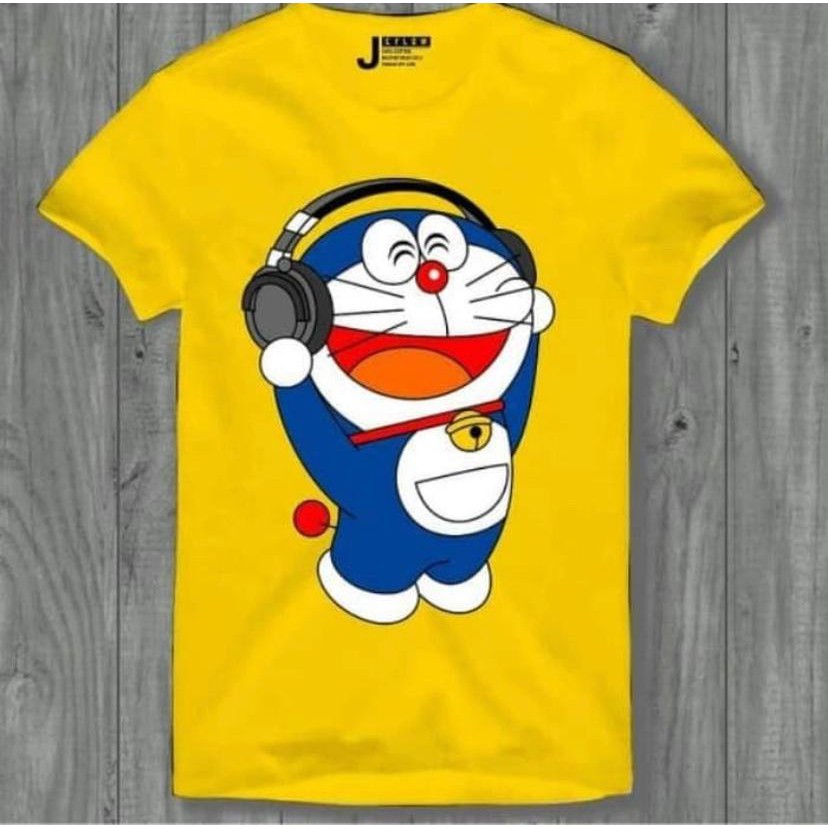 BAJU TSHIRT KAOS DISTRO DORAEMON  HEADPHONE ATASAN PRIA 