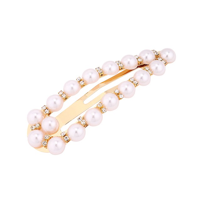 LRC Jepit Rambut Fashion Gold Pearl Hair Clip Y6145X