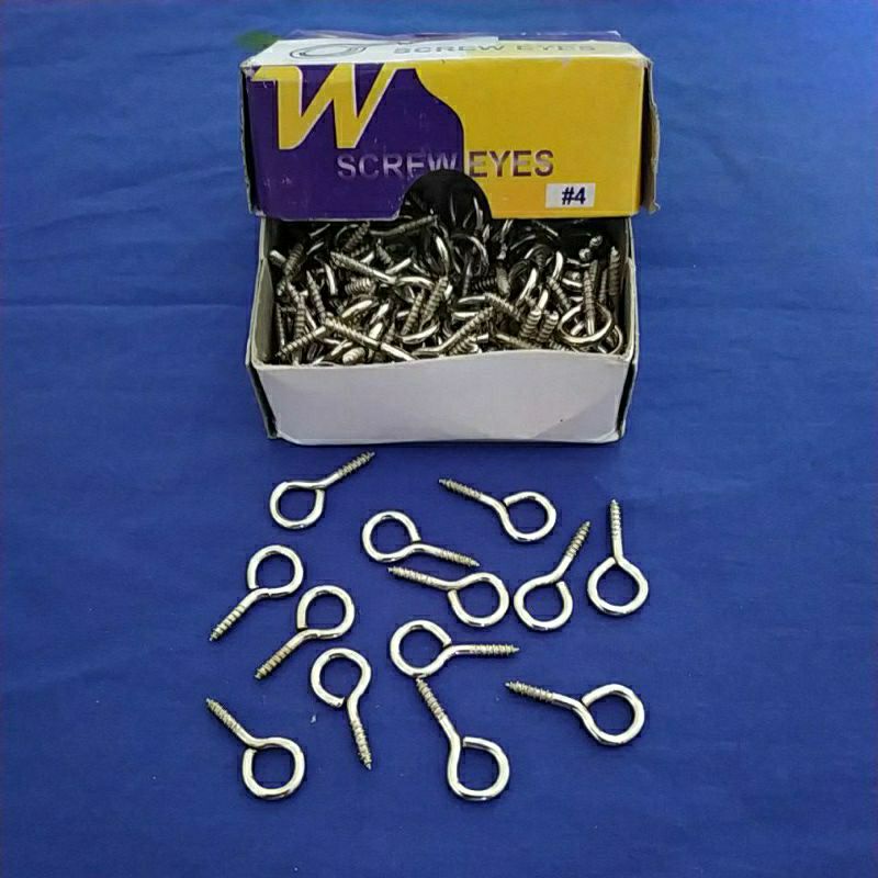 Skrup Gantung Tutup no 4/ Screw Eyes  isi 5 pcs