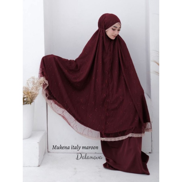 Mukena Italy Dealova Denalova marroon mukena travel