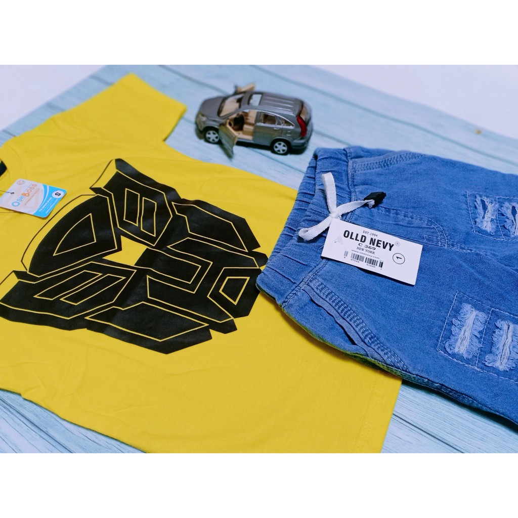COD BAJU STELAN ANAK LAKI LAKI KAOS ABADI DAN CELANA JEAN RIPPED USIA 1-10 TAHUN OSHBOSS BAGIAN 2-8