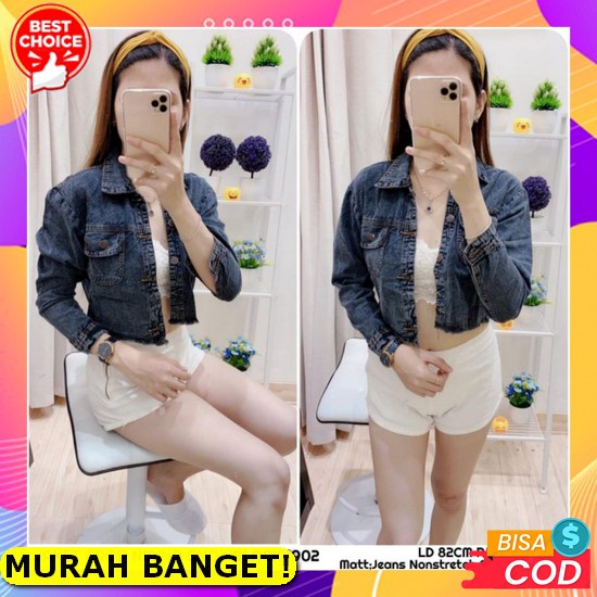 Jacket Denim Crop Bershka Fashion Jacket Jaket Denim Oversize Wanita Gaya Korea Import Terbaru B (Or