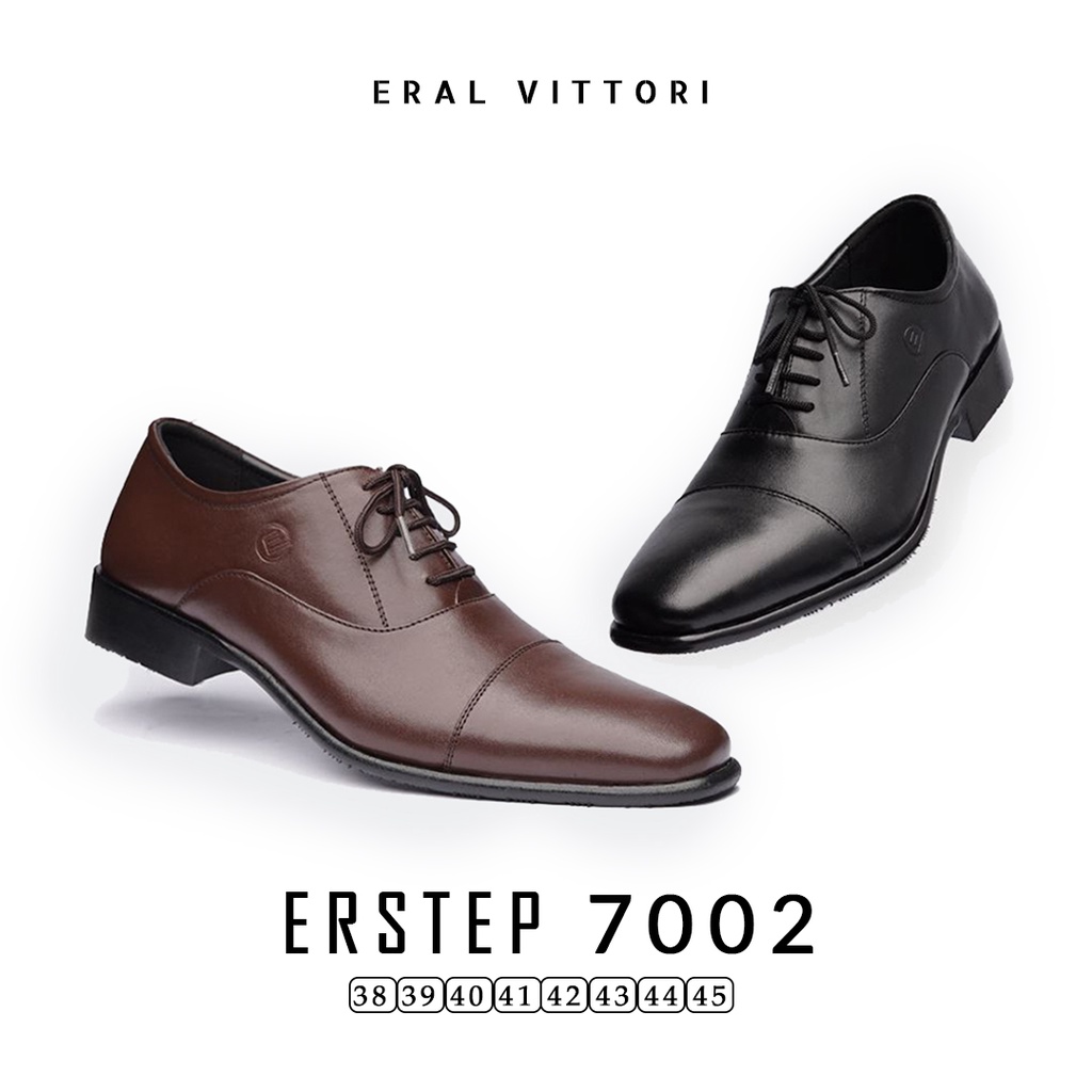 Eral Vittori - Erstep 7002 Sepatu Pria Kulit  Pantofel Formal Kerja Kantor Coklat