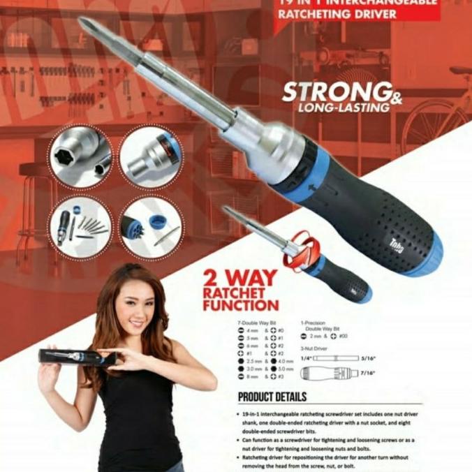 OBENG INTERCHANGEABLE RACHET DRIVER SET TOHO 19 IN 1 OBENG RATCHET tokokp4 Segera Dapatkan