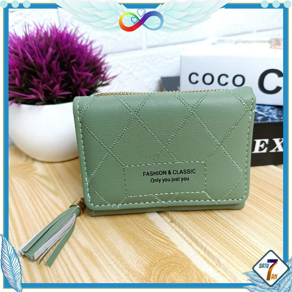 Dompet Lipat Wanita Rumbai Fashion Style Korea Dompet Cewek Mini Multifungsi Women Wallet PU Satu7an D80