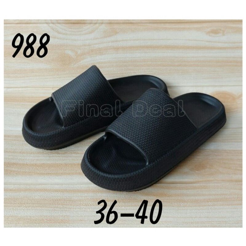 Sandal Selop Full Karet Casual Pria Wanita, Sendal Anti Slip Waterproof Indoor Outdoor 988