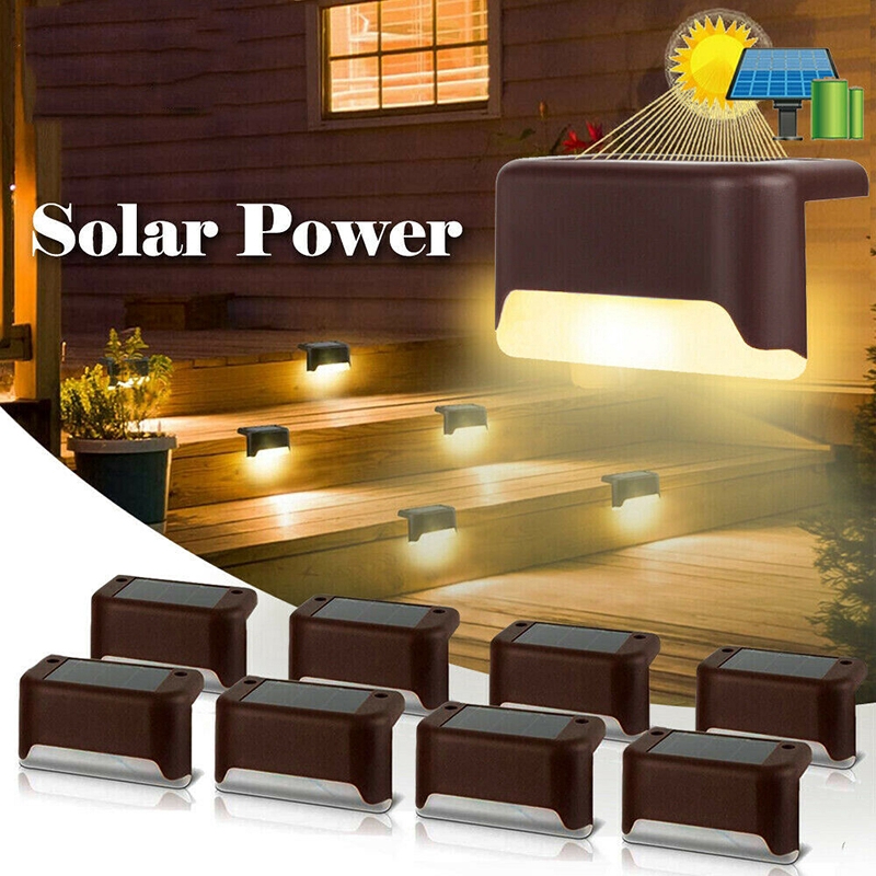 4PCS Solar Powered LED Waterproof Step Light/Outdoor Garden  Lighting Sunlight Power Saving/Deck Pathway Stairs Fence Yard Path Landscape Lamp Decoration