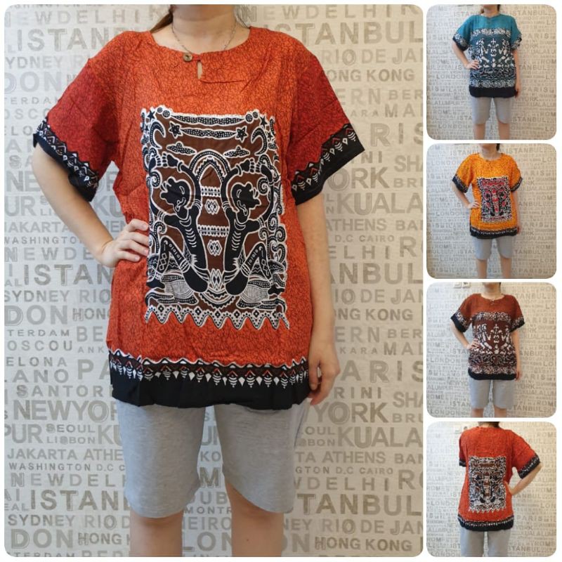 baju Bali rayon XL wayang duduk batik dewasa