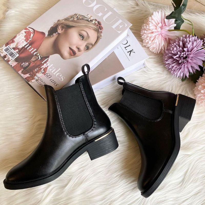 sepatu boots wanita kulit heels import (zrshoe-355)