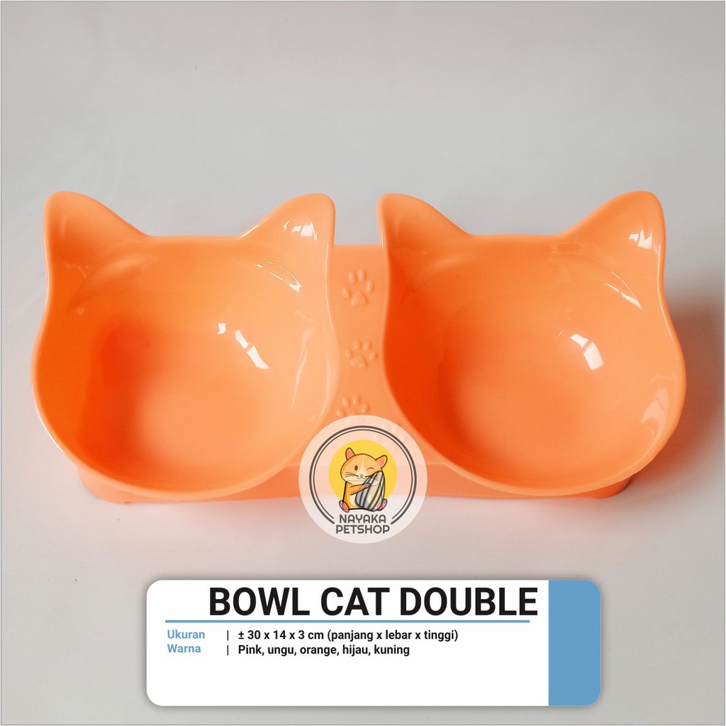 Bowl Cat Double Piring Tempat Wadah Makan Minum Hewan Kucing Kelinci Marmut Guinea Pig Musang