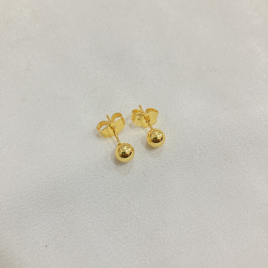 Anting Tusuk Bulat Simpel 4 mm / 5 mm Aksesoris Wanita