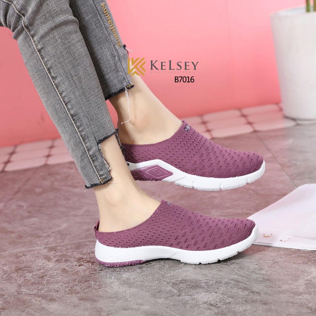 Kelsey Sandals Selop Flyknit Slip On Wanita Kelsey B7016