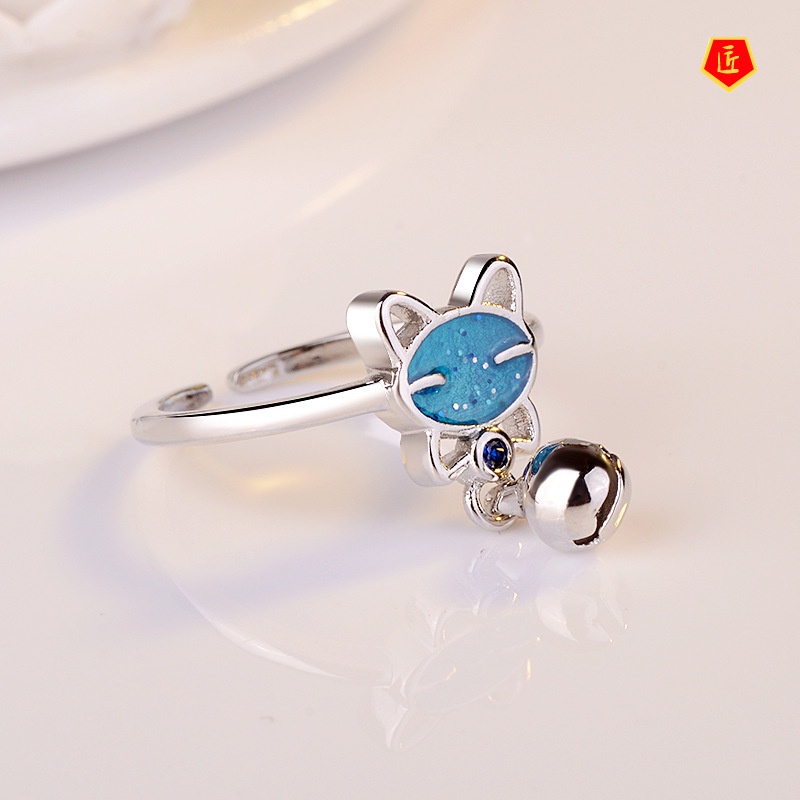 [Ready Stock]Bell Cat Ring Female Personality Simple