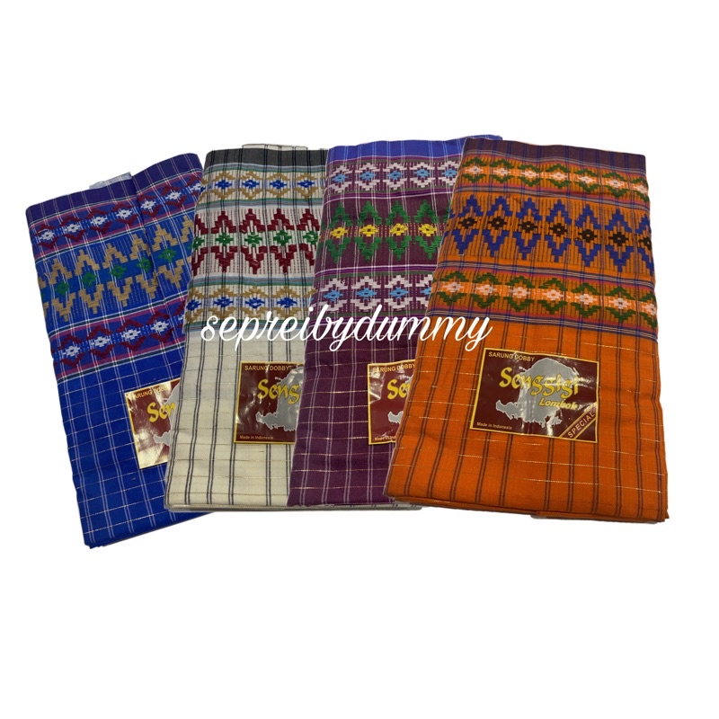 Sarung Batik Tenun tradisional sudah dijahit benang emas motif dobby cantik pekalongan
