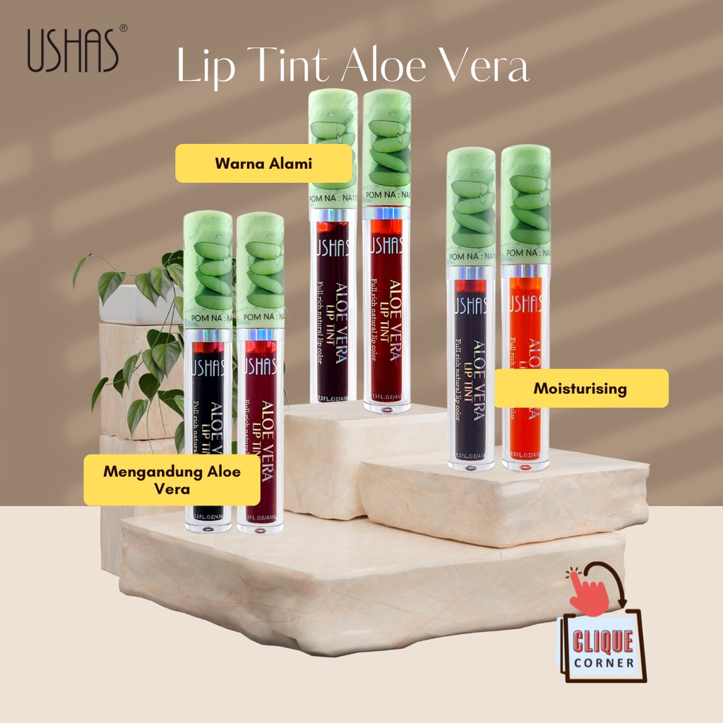 USHAS Liptint Aloe Vera 4 ML Pewarna Bibir BPOM