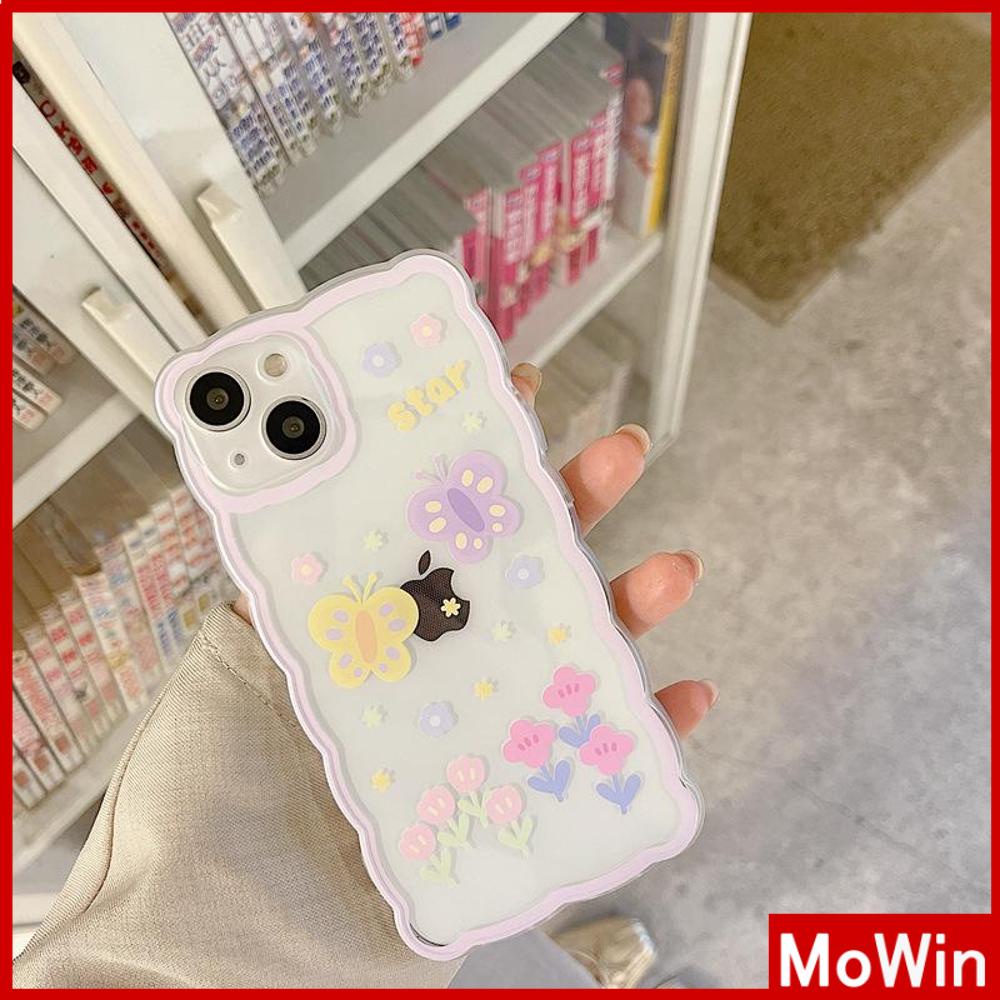 iPhone Case Silicone Soft Case Clear Case Wave Non-Slip Shockproof Camera Full Coverage Protection Butterfly Flower For iPhone 13 Pro Max iPhone 12 Pro Max iPhone 11 iPhone 7 Plus