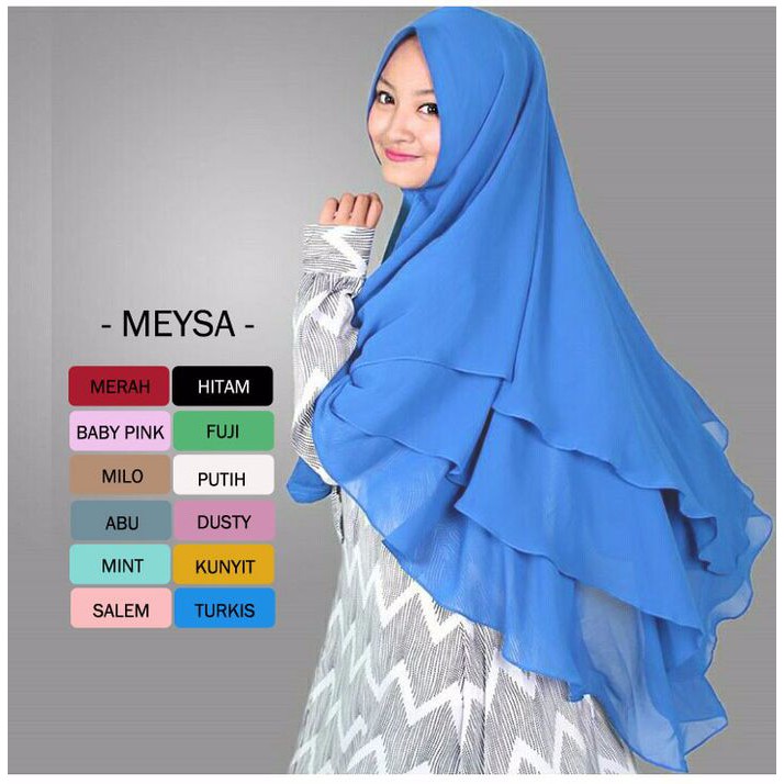 Jilbab Hijab Khimar 3 Layer Meysa Ceruty Sifon Terbaru