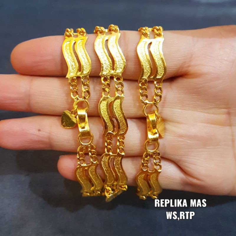 Gelang 5bambu  lapis emas 24k /replika, tahan lama,awet,persis seperti asli,tahan,cantik