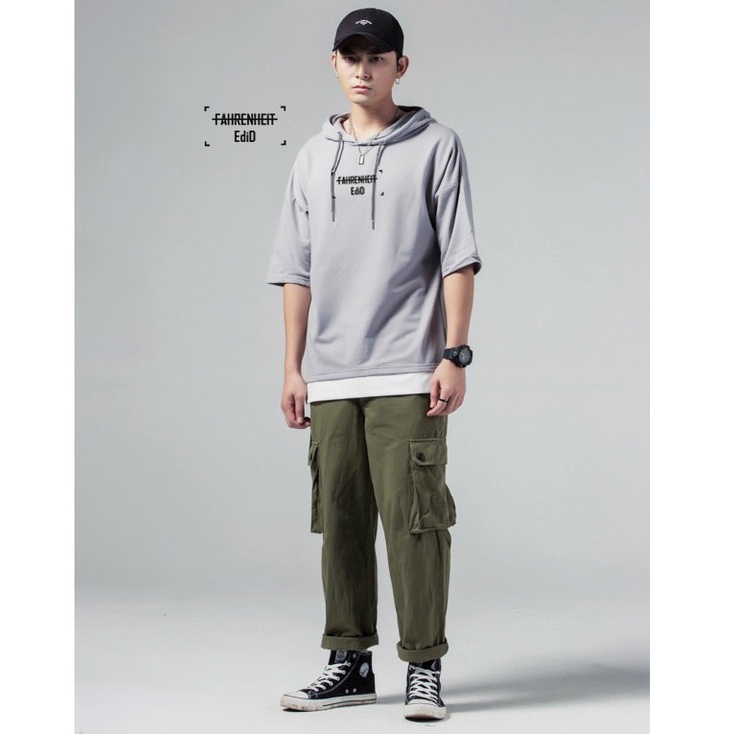 Amspro Atasan pria Fahrenhiet Baju hodie Baju oversize pria