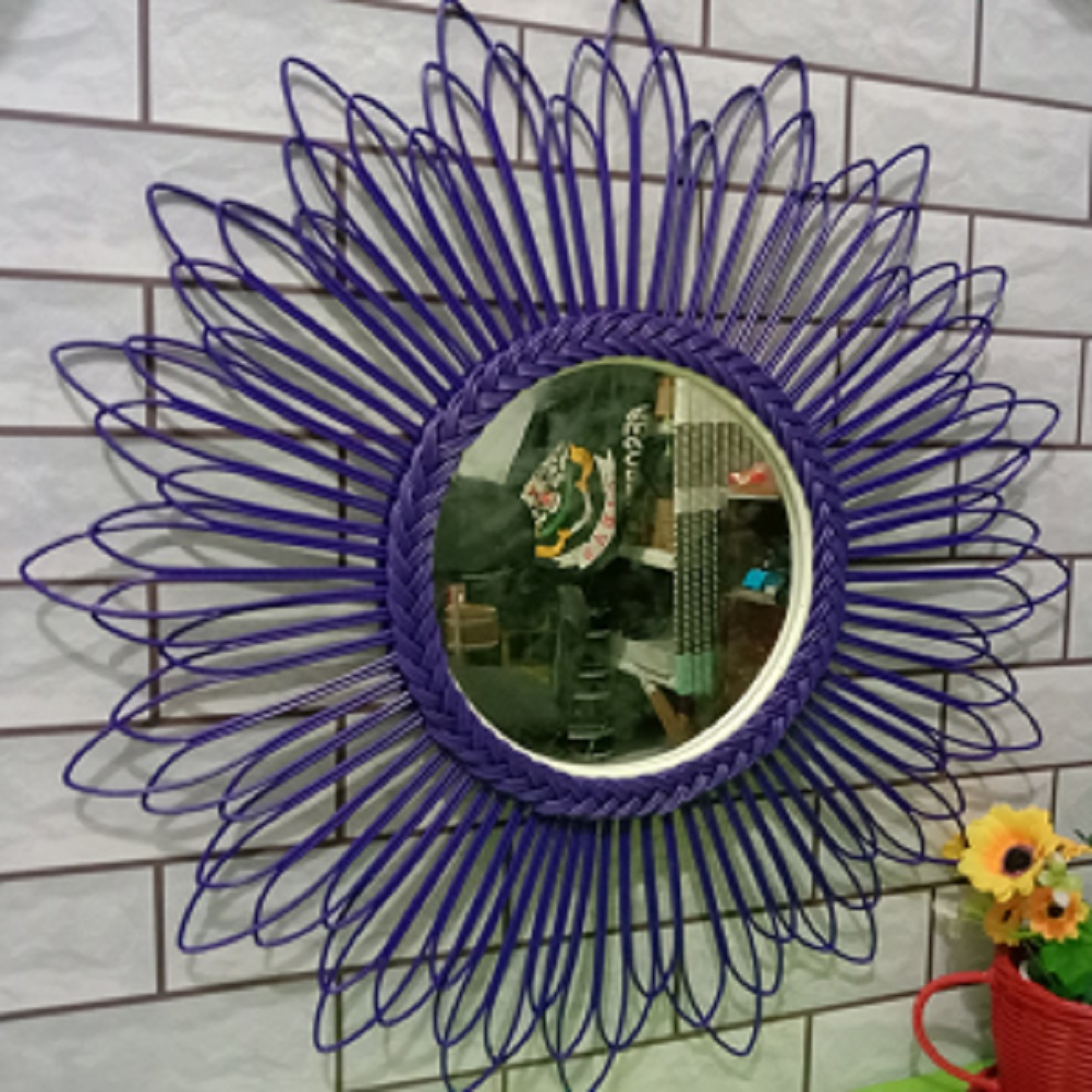 CERMIN Dinding hias cermin gantung cermin matahari cermin hias dinding minimalis cermin unik Rotan-ungu
