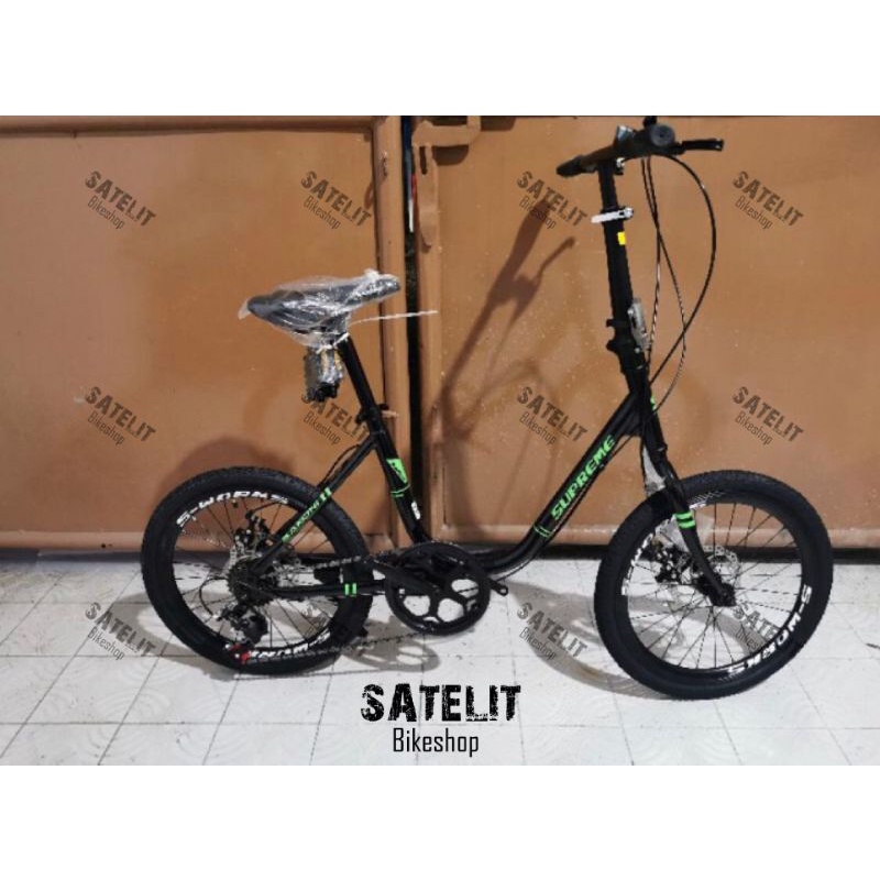 Sepeda Minivelo Minion Sakoni Supreme / BNB Vicky Ukuran 20 Inch 7 Speed dan Rem Cakram-Hitam