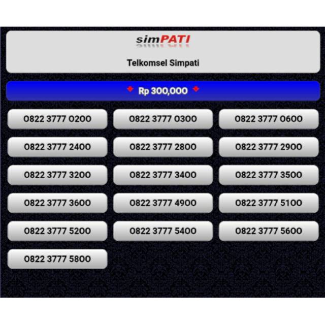 NOMOR CANTIK SIMPATI 0822 3777 XXXX