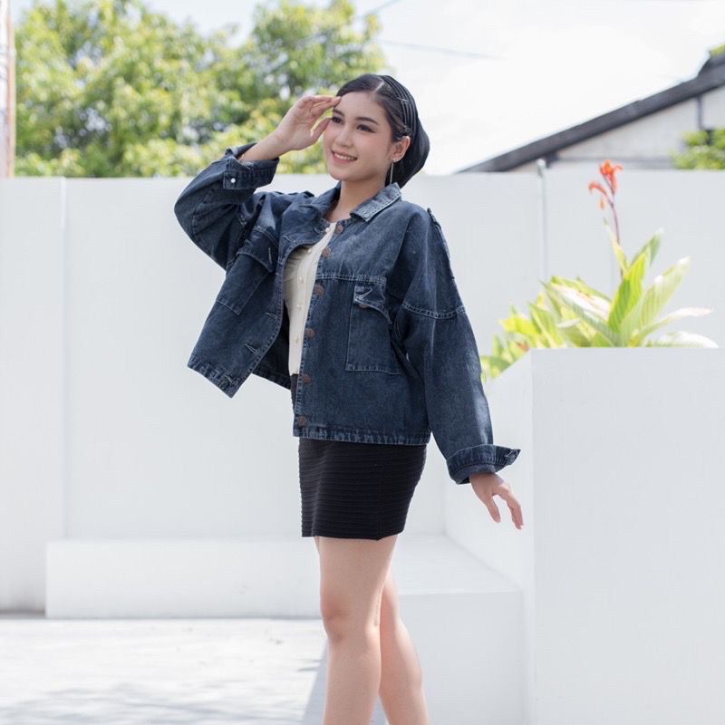 1KG MUAT 3PCS | EXO JACKET DENIM JEANSWASH TEBAL JAKET KANTONG HITS OOTD SELEBGRAM TERBEST SELLER TERKINI-5