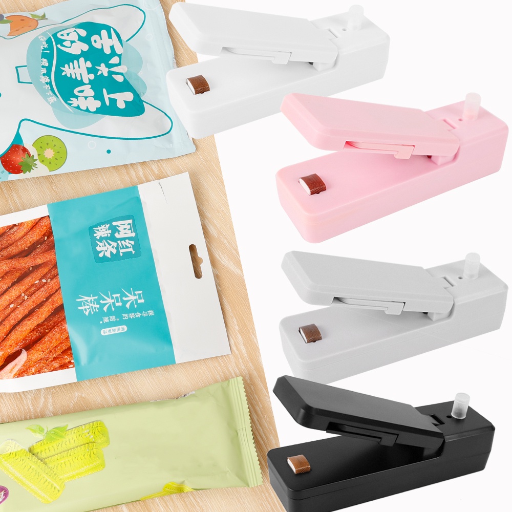 2 In 1 Alat Penyegel Kantong Plastik Makanan Portabel Model Genggam Dengan Pemotong Untuk Dapur