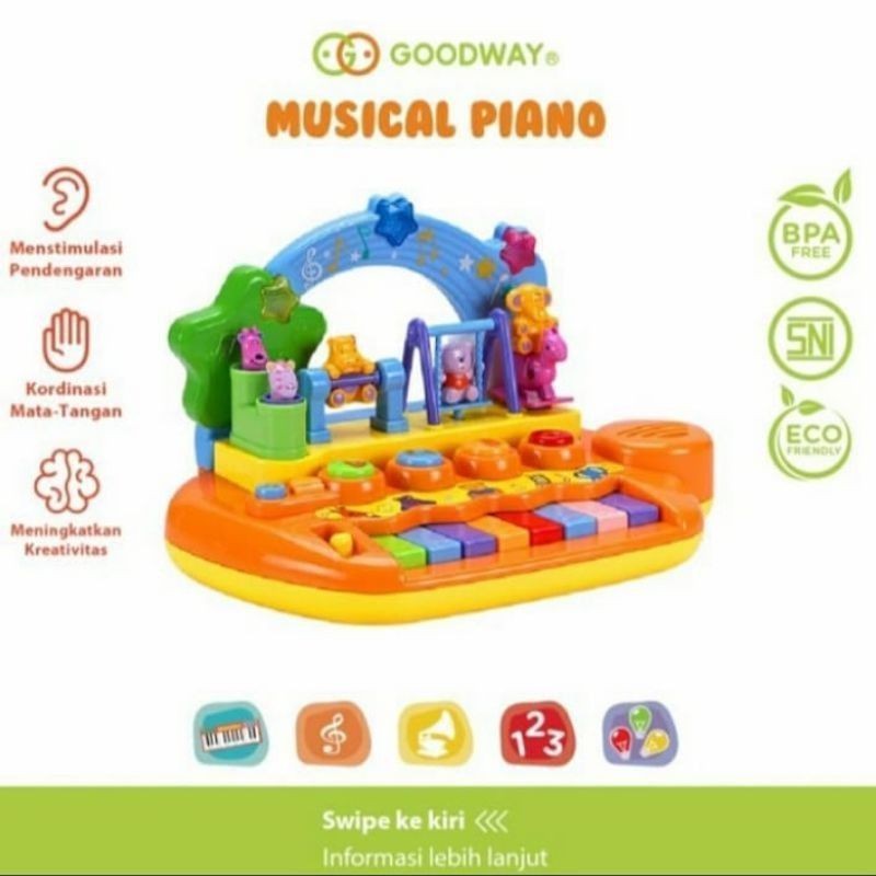 GOODWAY Musical Piano Toys Mainan Edukasi Musik Lampu Warna Baby Toys