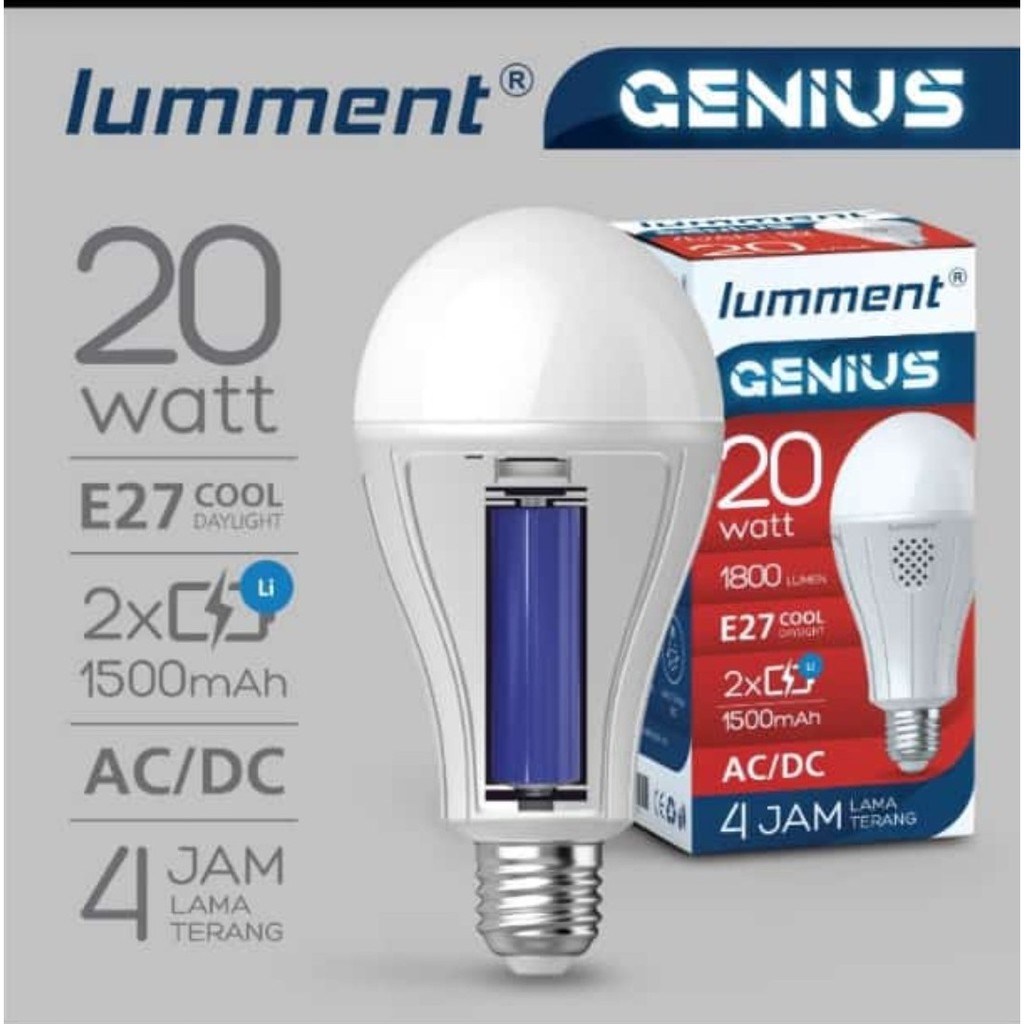 LAMPU LED EMERGENCY 20W,10W 7W AJAIB LUMMENT GENIUS MAGIC LAMP SENTUH BATERAI LITHIUM TERANG &amp; AWET