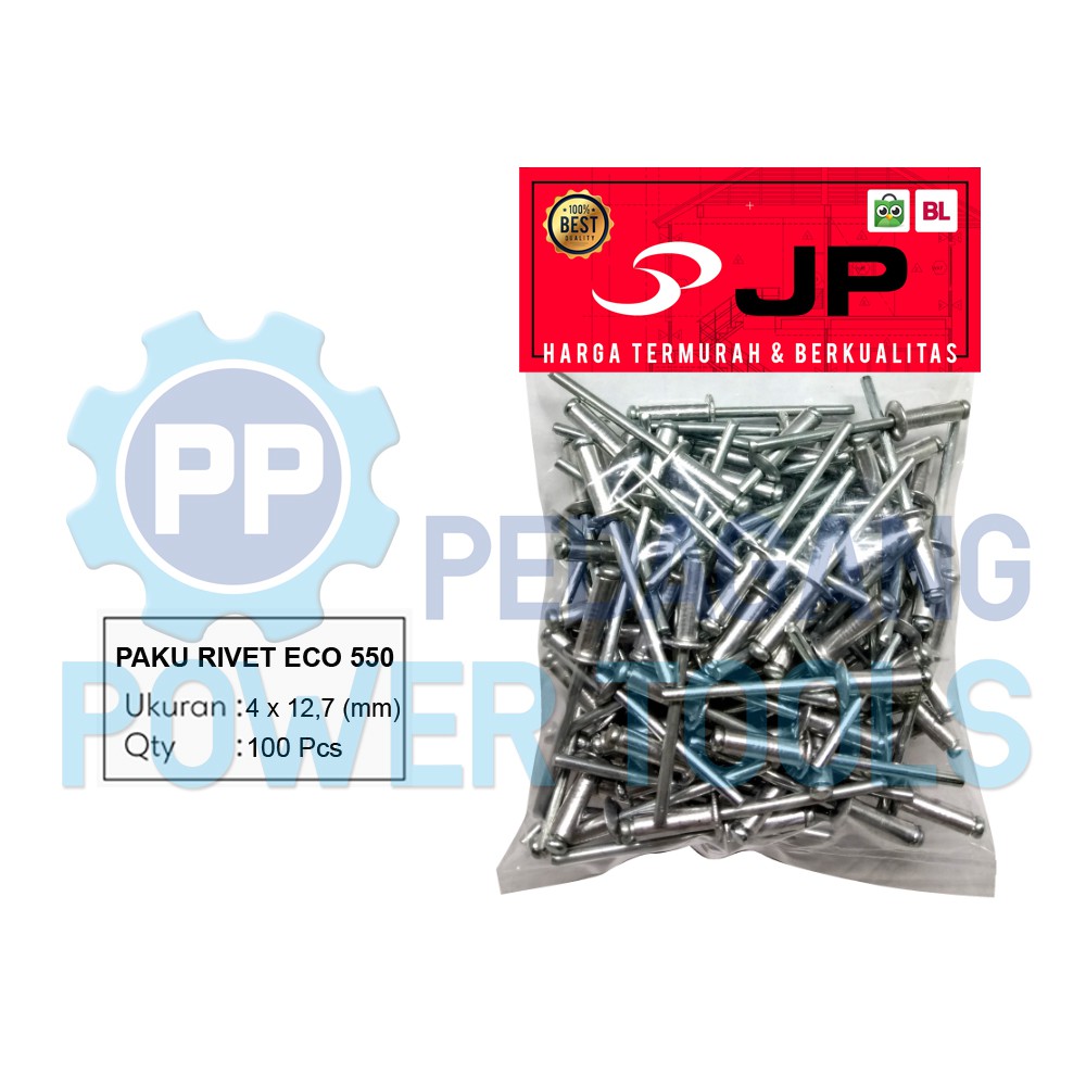 PAKU RIVET ECO 550 100 PCS 4 x 12.7 MM BLIND RIFET TEMBAK ALUMINIUM