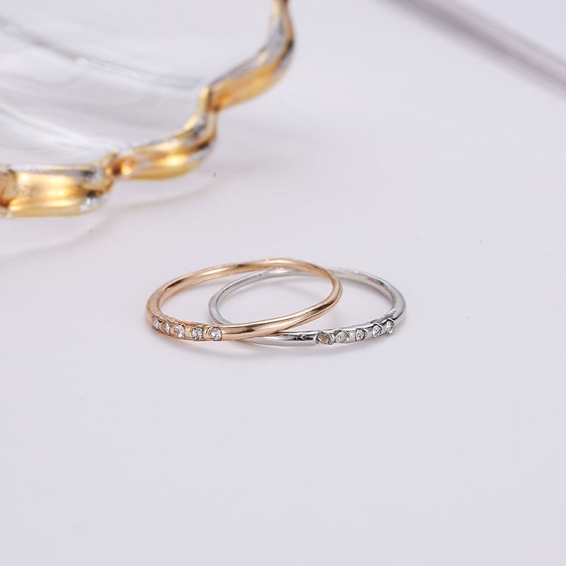 Korea sederhana lima cincin berlian bertatahkan cincin berlian elegan