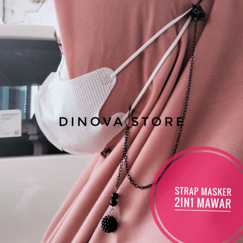 strap masker 2IN1 MAWAR MUTBERI/pengait masker/kalung masker/tali masker/kalung masker strap masker hijab 2iin1/dinova store/pgx/strap masker hijab 2in1