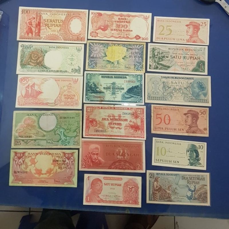 UP290 UANG KUNO INDONESIA PAKET HEMAT JUAL BORONGAN 17 LEMBAR/UANGLAMA