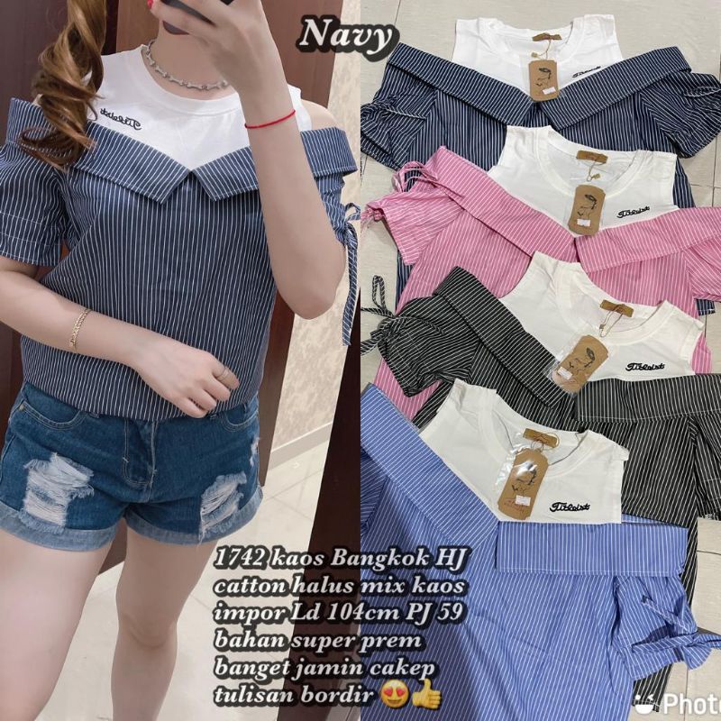 Atasa kaos HJ sabrina bangkok cotton premium import ( 1742) modelnya super cakep sekali
