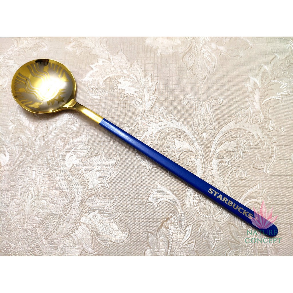Sendok Kopi Starbucks Spoon Unik Sendok Teh Gift Dessert-Gold Blue