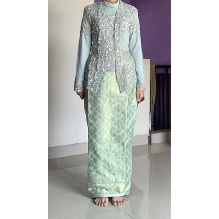Rok Span bahan/kain Songket Warna Sage Green (hijau) untuk wisuda / bawahan kebaya / kondangan